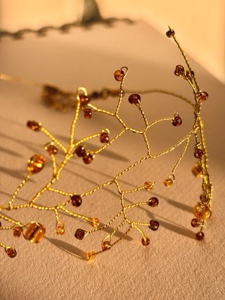 Gargantilla boda dorada, marron y cobre