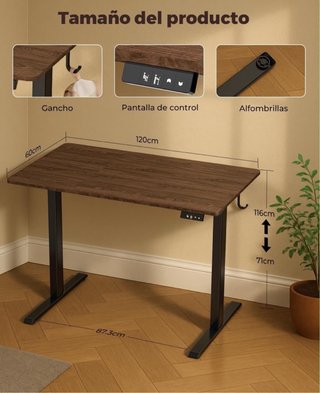 Escritorio Elevable Eléctrico Madera y Metal