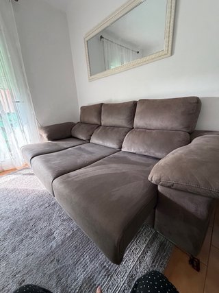 Sofá modular 4 plazas tela marró y gris 260 x170