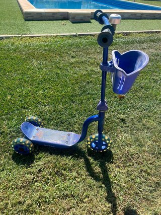 Patinete infantil 3 ruedas azul con cesta