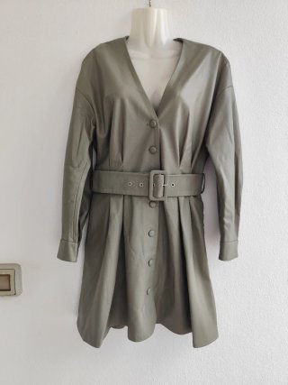 Vestido Zara polipiel verde S