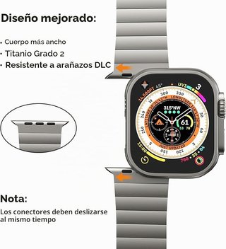 Correa LULULOOK Titanio Apple Watch Ultra, 2, 3, 4