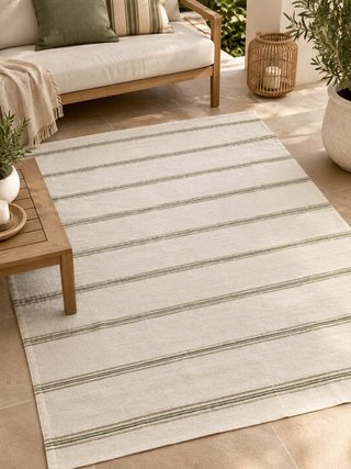 Alfombra Zara Home Rayas Beige/Verde