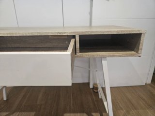 Mesa Escritorio Madera y Metal + silla