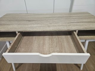 Mesa Escritorio Madera y Metal + silla