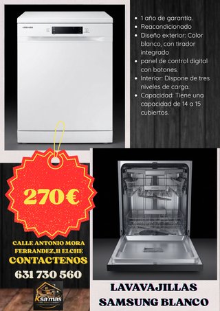 Lavavajillas Samsung Blanco 14-15 Cubiertos