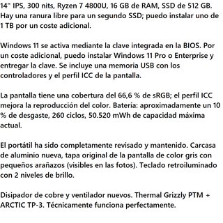 Portátil Ryzen 7 16GB RAM 512GB SSD 14 IPS
