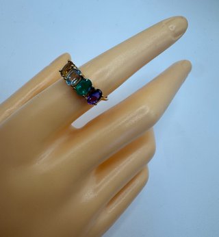Anillo oro de 18 kt con esmeralda, citrino...