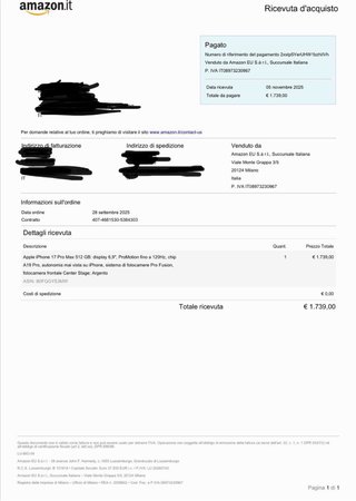 iPhone 17 Pro Max 512GB-Batteria 100%+ Cover Apple