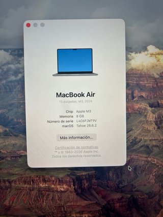 MacBook Air 13' M3 8GB 256GB Gris Espacial