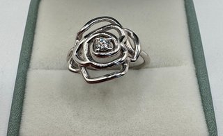 Anillo Oro 18kt Diamante Flor