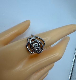 Anillo Oro 18kt Diamante Flor