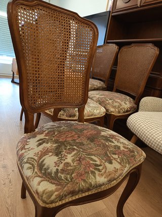 6 Sillas Comedor Madera y Rejilla