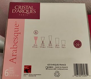 48 copas Cristal d Arques Arabesque Francia