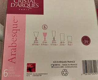 48 copas Cristal d Arques Arabesque Francia