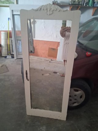Espejo antiguo puerta armario madera