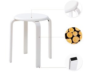 Taburete redondo madera blanco apilable
