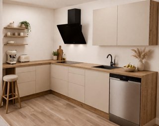 Muebles de Cocina Blanco y Madera