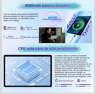 Tablet Android 15 con 10.1” 30GB RAM + 64GB HDD