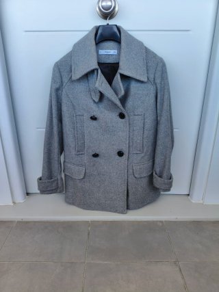 Abrigo Mango Gris Talla S Mujer