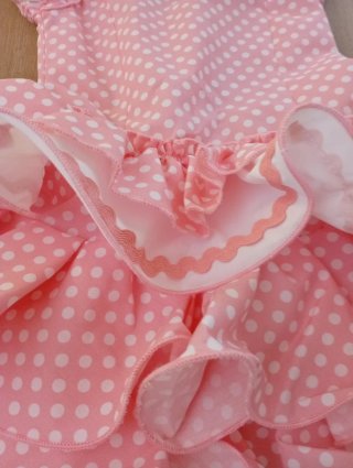 Traje de flamenca niña rosa lunares, Oferta! Nuevo