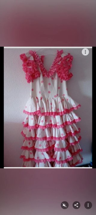 Vestido Flamenca Talla 34 Lunares Rosas