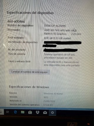 Ordenador HP 8GB RAM 1TB
