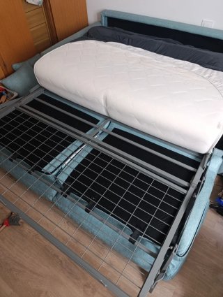 Sofá cama 2 plazas azul tela