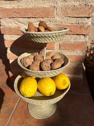 Frutero de esparto de 3 niveles