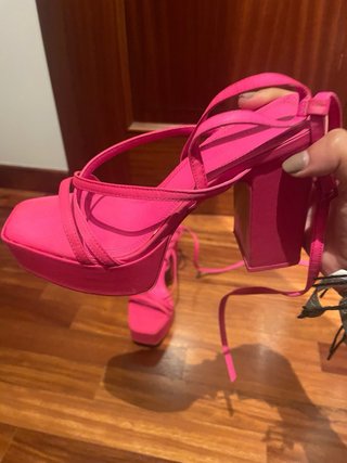 Sandalias tacón plataforma rosa