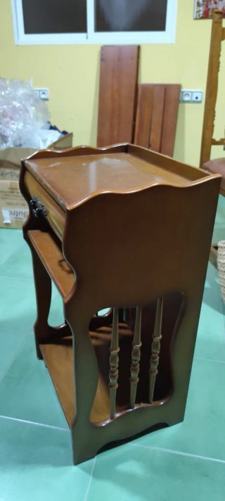 Mesa auxiliar vintage madera cajón
