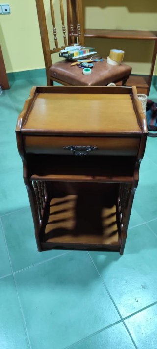 Mesa auxiliar vintage madera cajón
