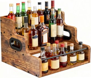 Estantería Madera 3 Pisos Botellas Licor Retro