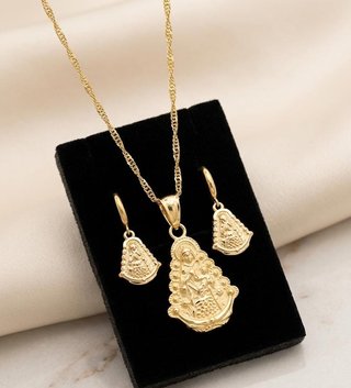 Conjunto Virgen del Rocío Bañado en Oro