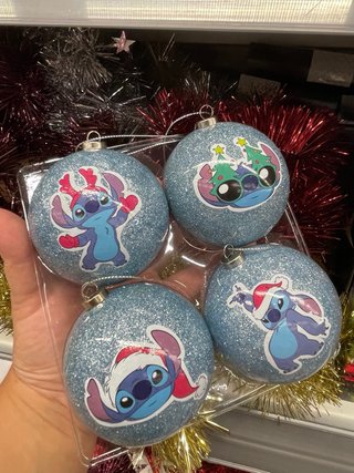 Set 4 Palle Natale Glitter Stitch Blu
