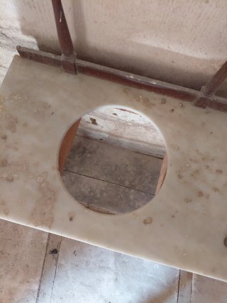 Mueble lavabo antiguo madera y mármol