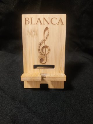 Soporte móvil bambú nombre personalizado