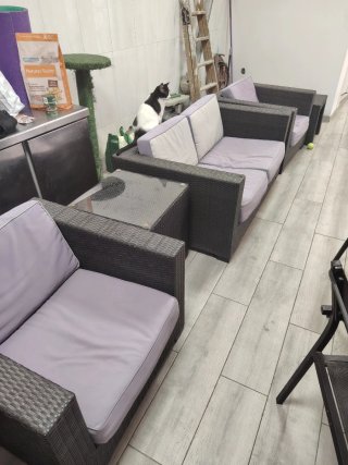 Conjunto Sofá Mimbre y Cristal