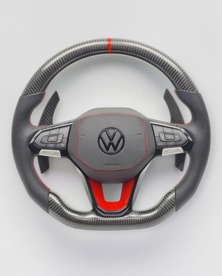Volante Golf Carbono y Piel Rojo