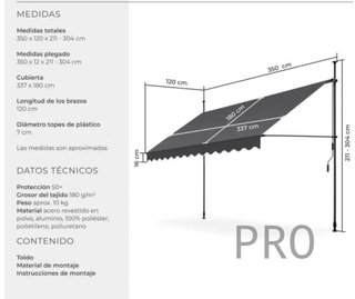 Toldo plegable para balcón