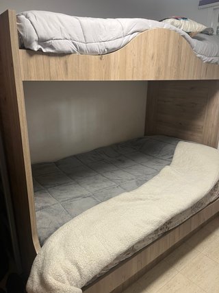 Litera madera 120cm + 90cm con escalera metal