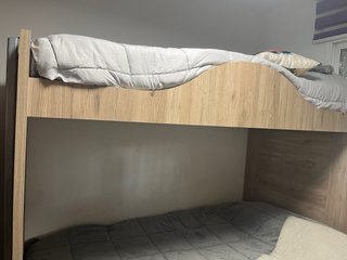 Litera madera 120cm + 90cm con escalera metal