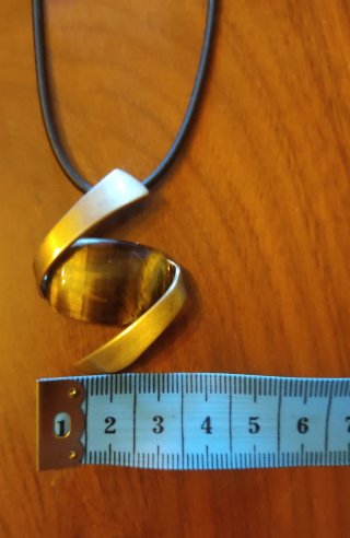 Colgante Ojo de Tigre Cuerda Caucho Nuevo