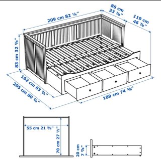 Cama diván Ikea Hemnes con 3 cajones