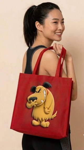 Bolso grande rojo con dibujo animado