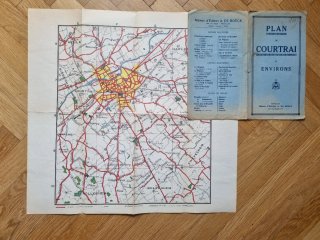 Mappa Antica Courtrai Kortrijk Belgio Anni 10/20