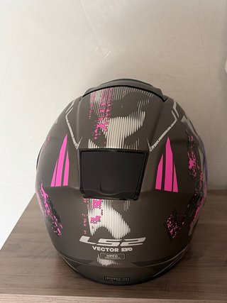 Casco Moto Integral LS2 Negro y Rosa