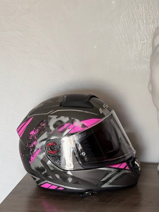 Casco Moto Integral LS2 Negro y Rosa