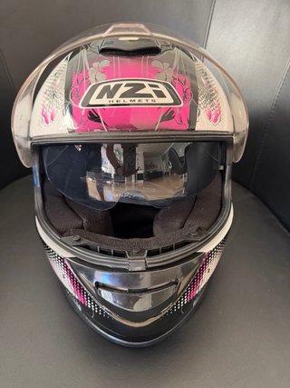 Casco Moto NZI Diseño Floral Rosa