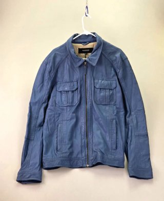 Oakwood Chaqueta Cuero Azul Vintage Retro Y2K